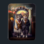 Cute Cat Couple Wedding - Customizable Magnet<br><div class="desc">The beautiful cat couple stands proudly, dressed in their wedding best, in front of their closest family and friends as they exchange vows of love. Their eyes sparkle with joy and emotion as they make their commitment to each other, and their small audience is filled with love and support for...</div>