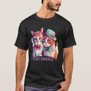 Cute Cat Couple With Hat And Glasses For Cat T-Shirt