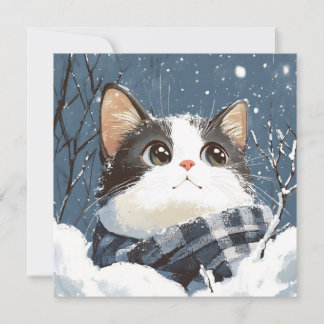Cute cat cozy winter snow