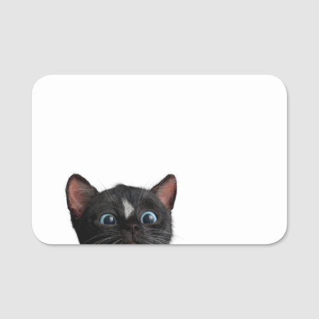 Cute Cat Curiosity Name Tag (Front)