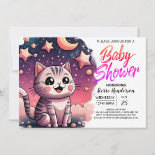 Cute Cat Custom Baby Shower Invitation