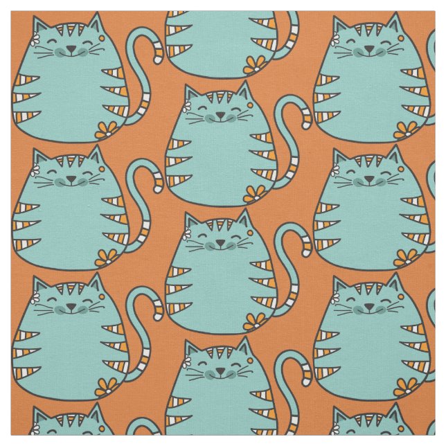 Cute Cat custom colour fabric (Swatch)