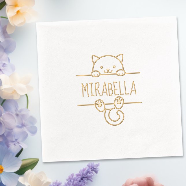 Cute Cat Custom Name Foil Napkins (Creator Uploaded)