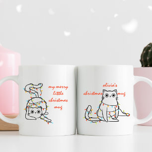 Cute Cat Custom Name My Little Christmas Mug