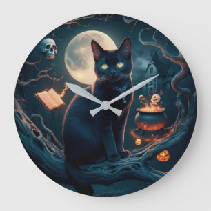cute Cat day inspired Halloween Celebration decor Large Clock