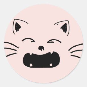 Cute cat design Adorable feline artwork Classic Round Sticker