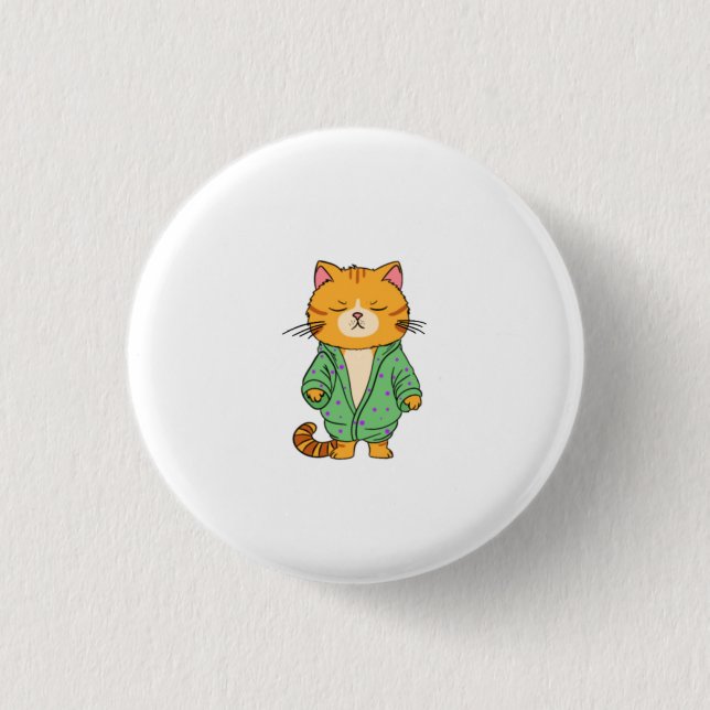 Cute cat design, ginger cat 1 inch round button (Front)