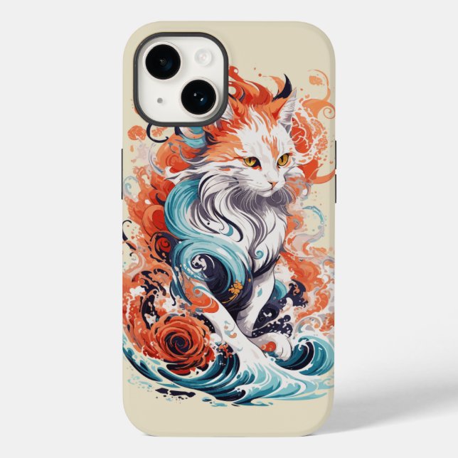 Cute Cat Design In Neo Traditional Style Case-Mate iPhone Case (Back)