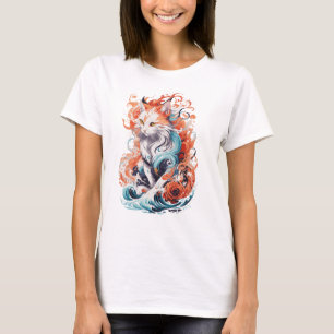 Cute Cat Design in Neo Traditional Style T-Shirt
