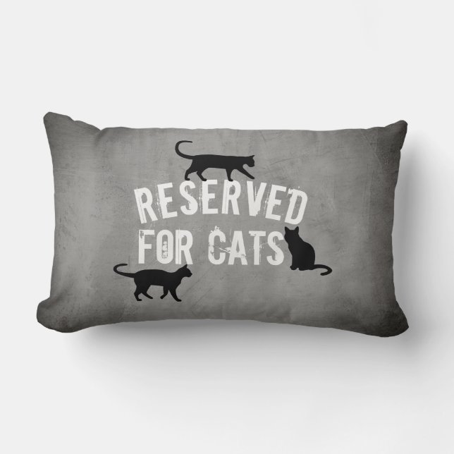 cute cat  design reserved for cats distressed grey lumbar pillow (Front)