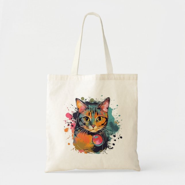cute cat design  tote bag (Front)