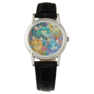 Cute cat design with custom name  watch