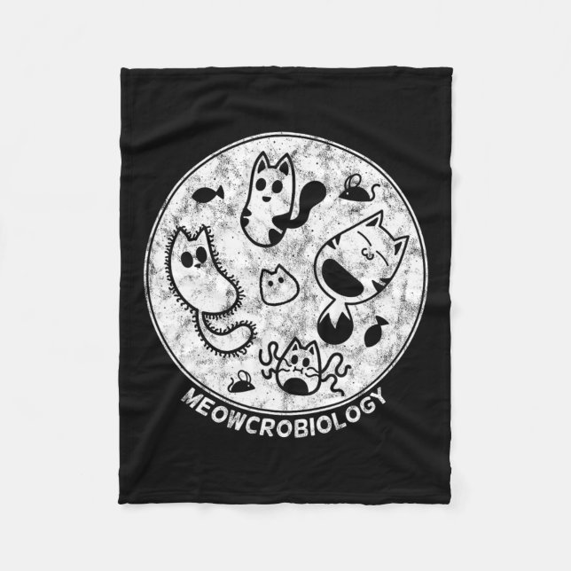 Cute Cat Distressed Bacteria Microbiology Science  Fleece Blanket (Front)
