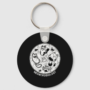 Cute Cat Distressed Bacteria Microbiology Science Keychain