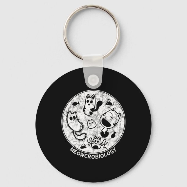 Cute Cat Distressed Bacteria Microbiology Science  Keychain (Front)