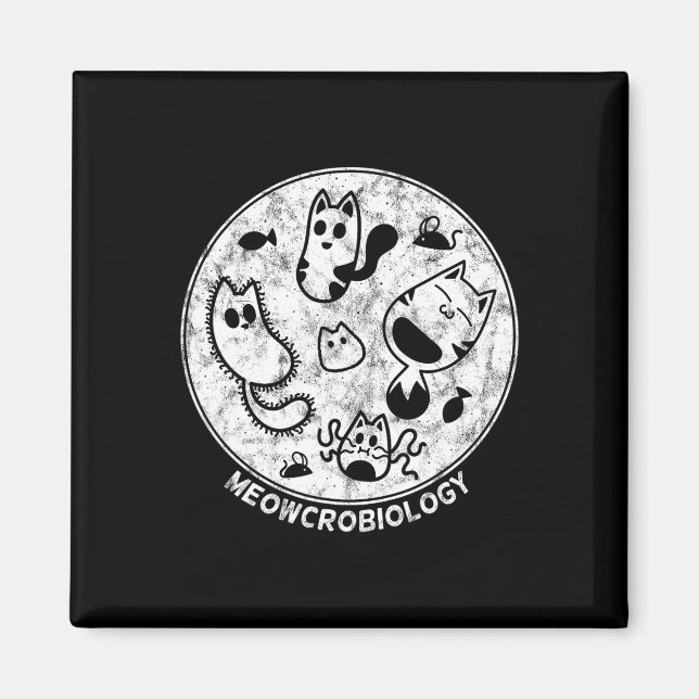 Cute Cat Distressed Bacteria Microbiology Science  Magnet (Front)