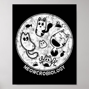 Cute Cat Distressed Bacteria Microbiology Science Poster