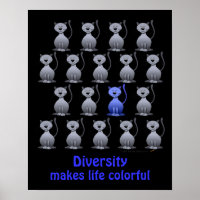 Cute Cat Diversity Poster for Kids Motivational