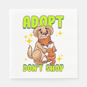 Cute Cat Dog Adopt Don t Shop Napkin