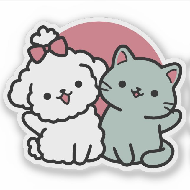 Cute Cat & Dog 'Fur-Real Friends Forever' Design (Front)