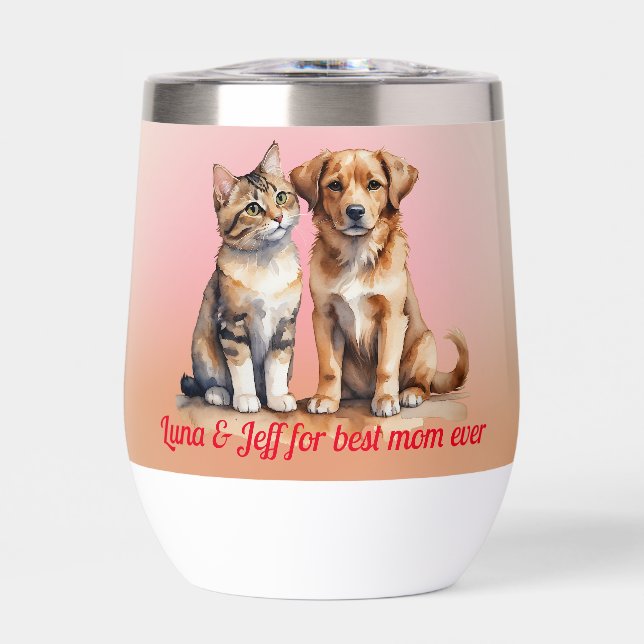 Cute Cat & Dog Watercolor (Front)