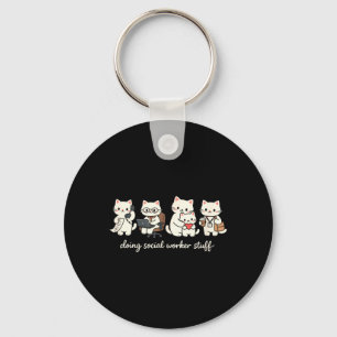 Cute Cat Doing Social Worker Stuff Mental Health Keychain
