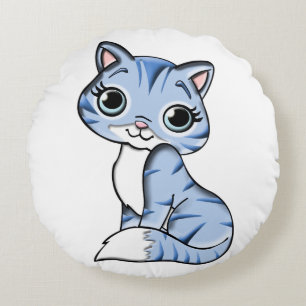 CUTE CAT DOLL ROUND PILLOW