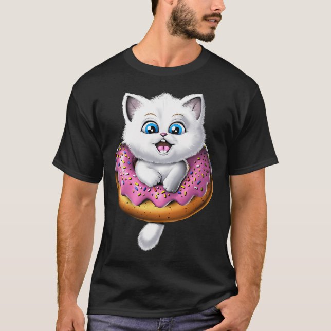 Cute Cat Doughnut T-Shirt (Front)