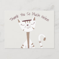 Cute Cat Drawing Name Thank You Postcard