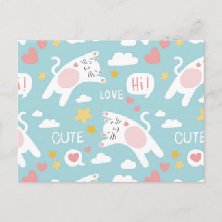 Cute Cat Drawing Postcard