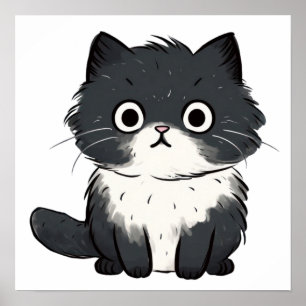 Cute cat drawing Small Poster