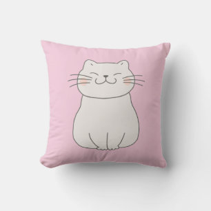 Cute Cat Drawing Throw Pillow