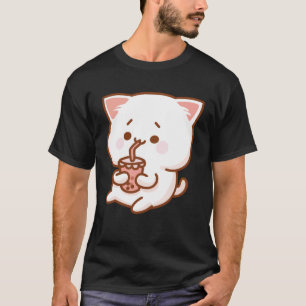 Cute Cat Driking Tea with bubbles T-Shirt
