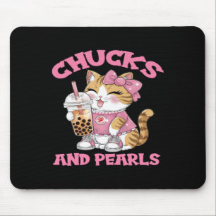 Cute Cat Drinking Bubble Tea Kitten Lover Mouse Pad