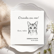 Cute Cat Drinks On Me Wedding