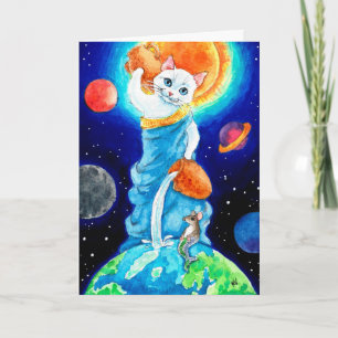 Cute cat Earth Day greeting card