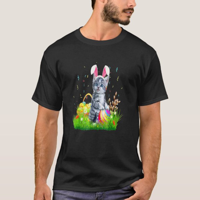 Cute Cat Easter Day Bunny Eggs Costume For Mens Wo T-Shirt (Front)
