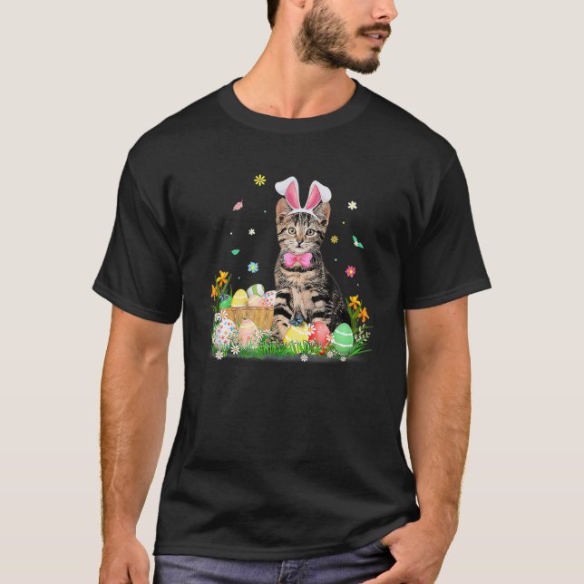 Cute Cat Easter Day Bunny Eggs Costume Gift Mens W T-Shirt (Front)