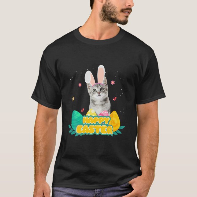Cute Cat Easter Day Bunny Eggs Costume Gift Mens W T-Shirt (Front)