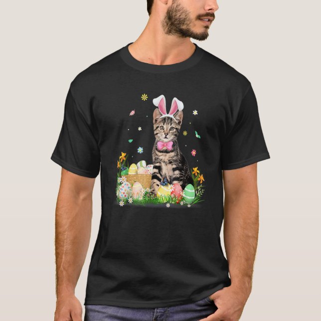 Cute Cat Easter Day Bunny Eggs Costume Mens Womens T-Shirt (Front)