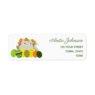 Cute Cat Easter Return Address Label Spring