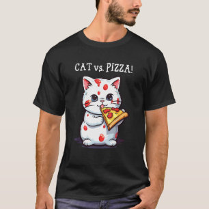 Cute Cat eating a pizza - Cat verses pizza T-Shirt