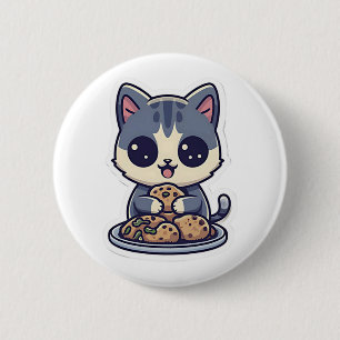 Cute Cat eating cookies Classic T-Shirt 2 Inch Round Button