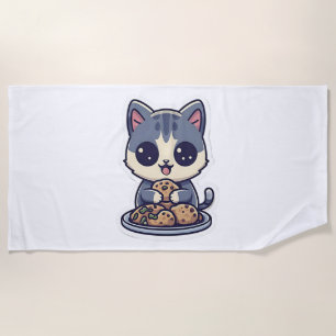 Cute Cat eating cookies Classic T-Shirt Beach Towel