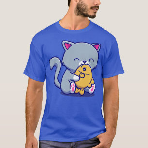 Cute Cat Eating Fish T-Shirt