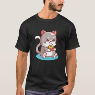 Cute Cat Eating Pizza Funny Foodie Ee Kids Women T-Shirt