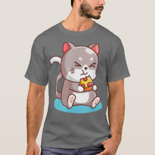 Cute Cat Eating Pizza Funny Foodie Ee Kids Women T T-Shirt