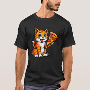 Cute Cat Eating Pizza T-Shirt