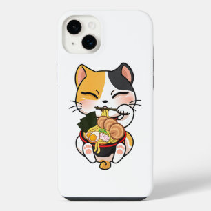 Cute Cat Eating Ramen Japanese Food Cat Lover iPhone 14 Plus Case
