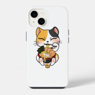 Cute Cat Eating Ramen Japanese Food Cat Lover iPhone 14 Case
